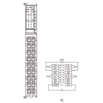 FX20-AI-BD90 ELCO IP20 MODULAR I/O SYSTEM, FX20-SUBMODULE, TEMPERATURE MEASURING MODULE, 4-CHANNEL, TC, DIN 35 MM RAIL INSTALLATION
